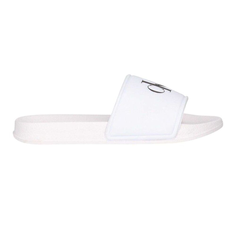Calvin Klein Childrens/Kids Leather Open Toe Flat Slides / White
